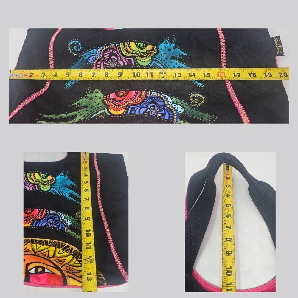 Laurel Burch Over The Sun Dogs Scoop Tote 19.5x13.5" Multicolor Cotton Canvas - Picture 6 of 11